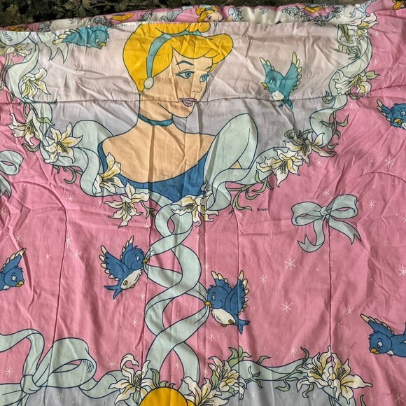 HTF Vintage Disney Pink Cinderella Reversible Twin Comforter - Picture 9 of 9